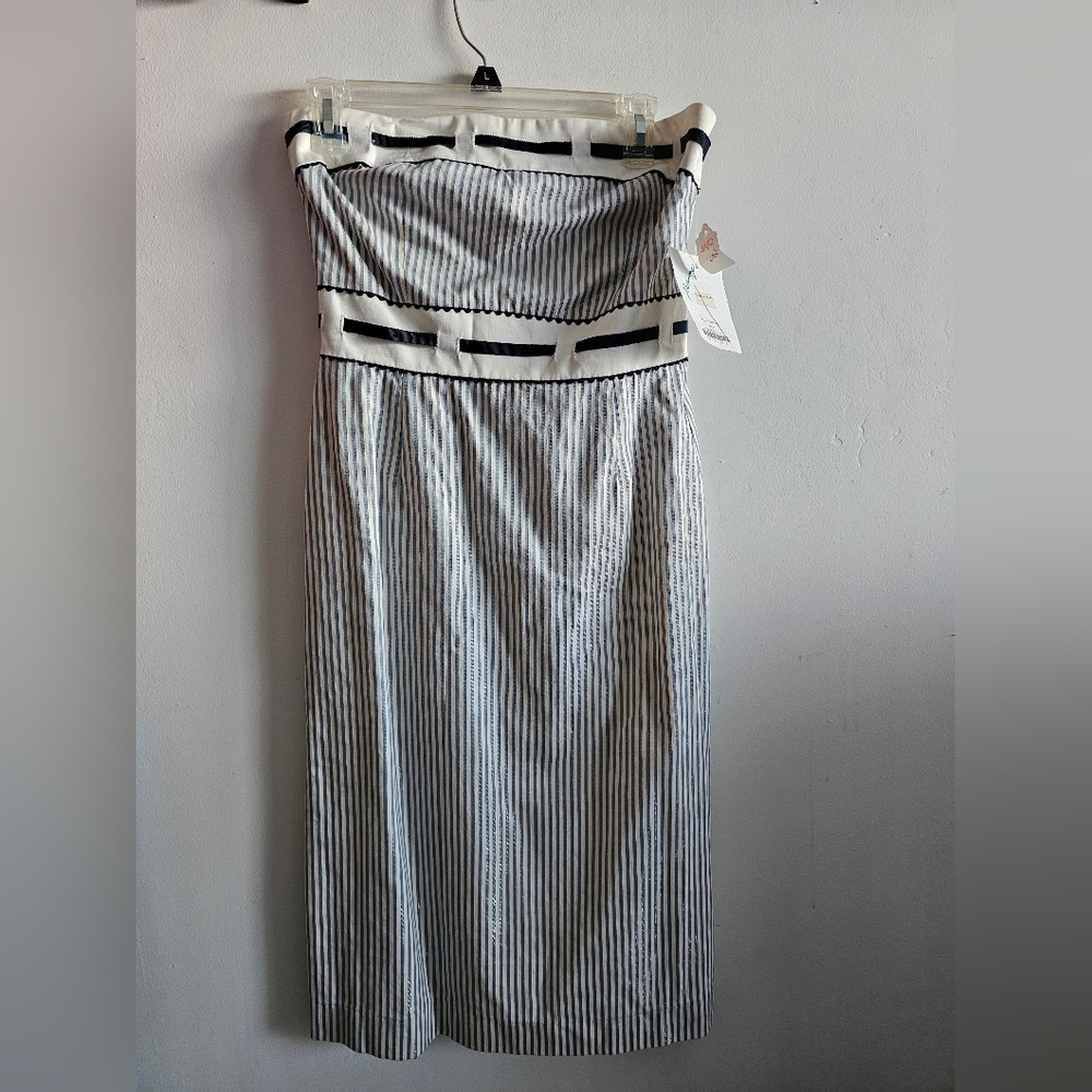 Jennifer Reale Blue and White Striped Dress
